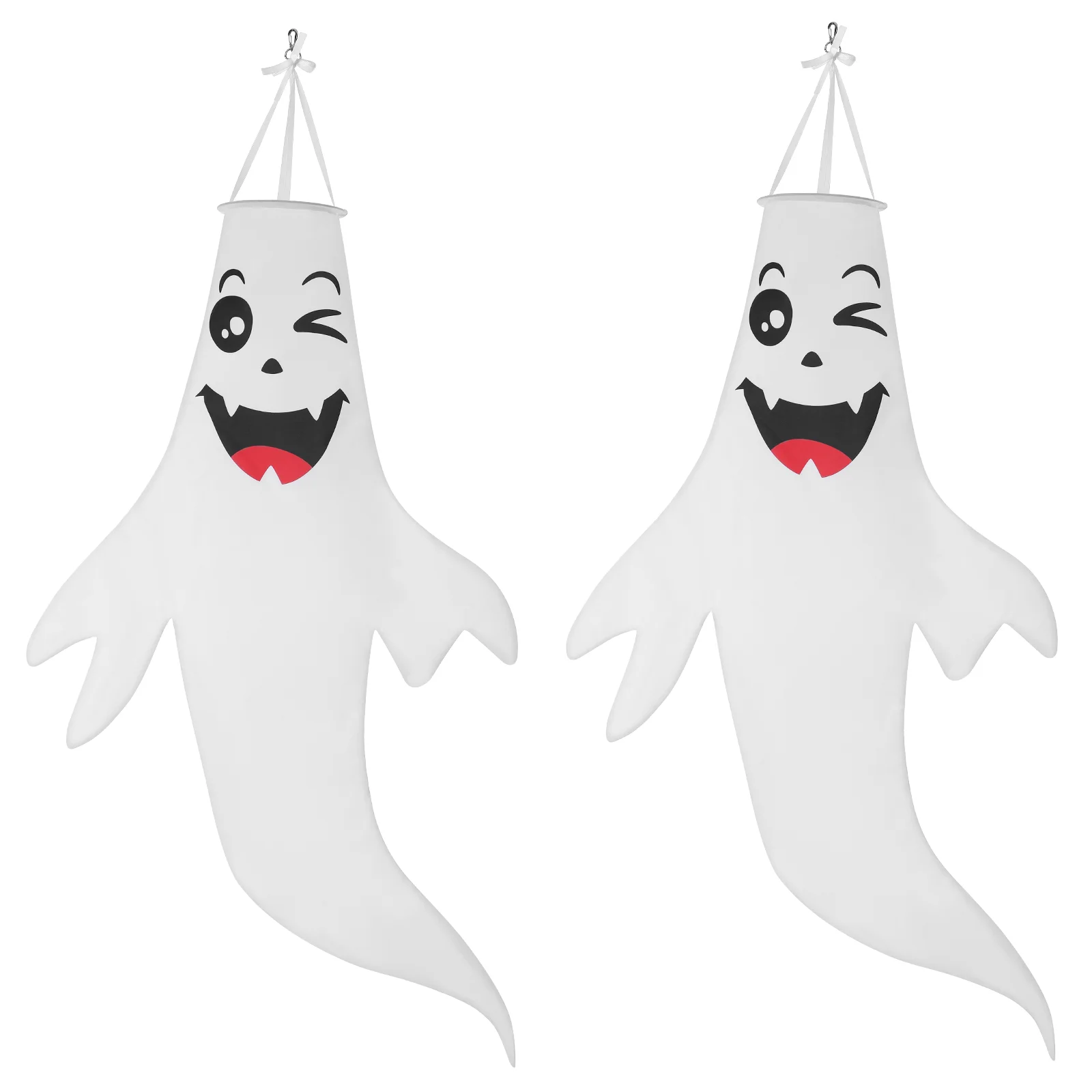 

STOBOK 2PCS Halloween Hanging Ghost Windsocks Halloween Outdoor Hanging Decoration with String Lights for Yard Party