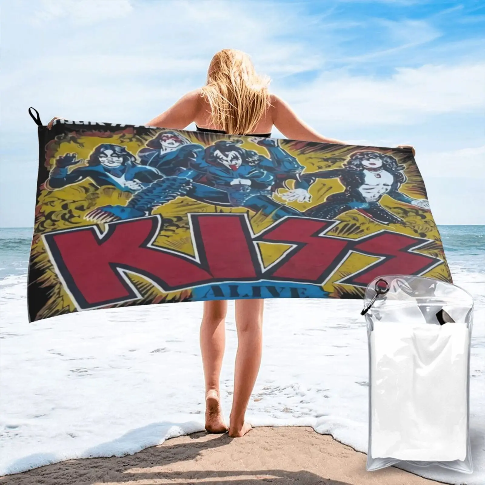 

1977 78 Kiss редкое пляжное полотенце для концерта, Большое пляжное полотенце, пляжное полотенце для пляжа, банное кухонное полотенце, женский ха...
