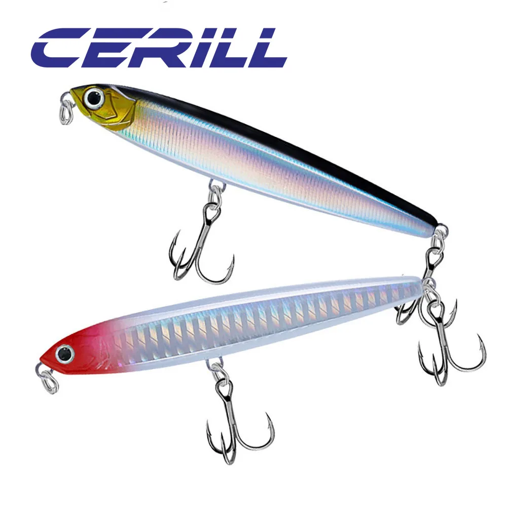 

Cerill 1 PC 10g 14g 18g 24g Sinking Pencil Lure Hard Bait Plastic Artificial Jigging Swimbait Treble Hooks Pike Fishing Tackle