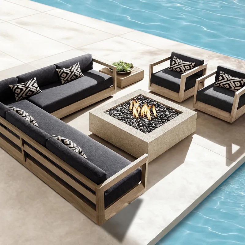 Комбинированный чехол для уличного дивана всепогодный садовый из тикового