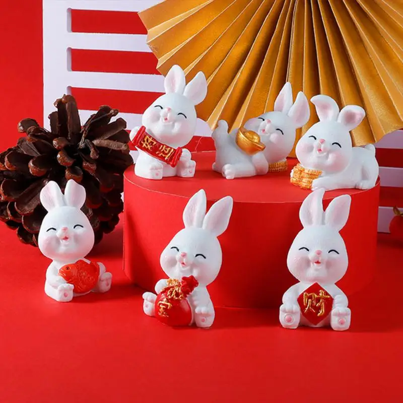 

Resin Figurines Miniature Bunny Ornament Rabbit Micro Kawaii Miniature Landscape Doll Home Decor Cute Ornaments Zodiac Desktop