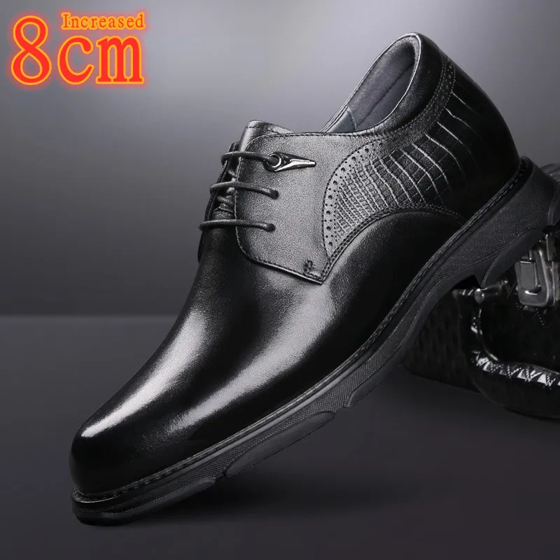 

Genuine Leather Business Increased 8cm Men's Invisible Inner Height Increase Men's Shoes Casual Shoes New British Elevator Shoes