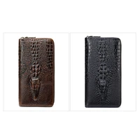 17 slots big capacity business crocodile pattern genuine leather wallet foldable vintage walltes purse male handbags
