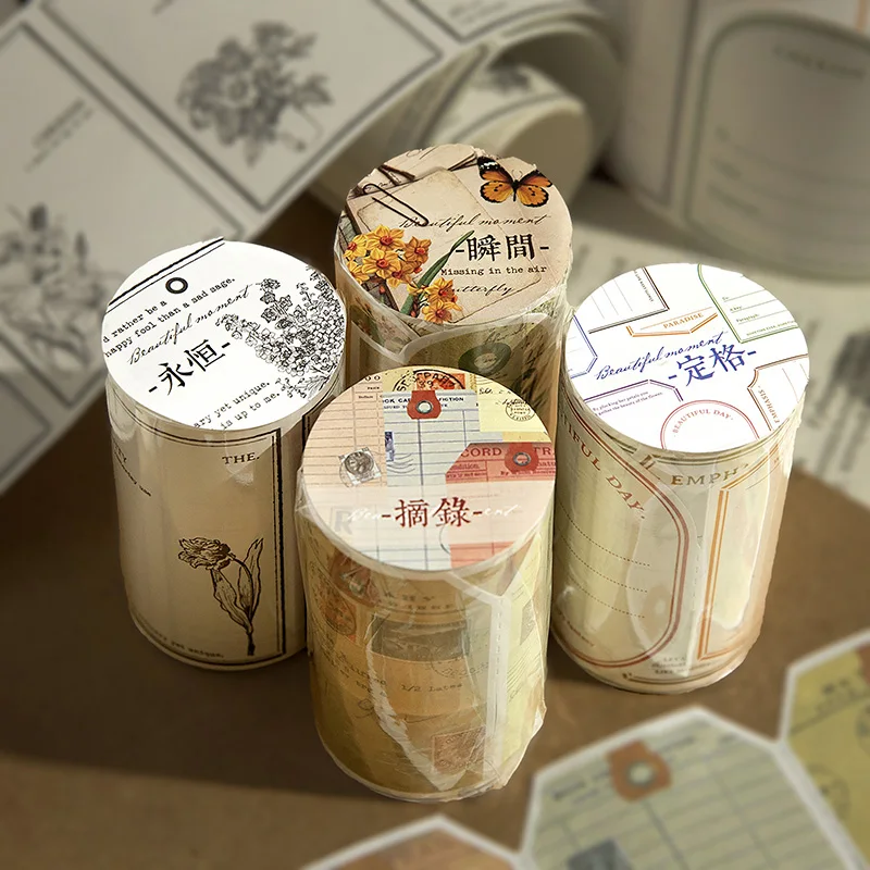 Beautiful Moment Series Vintage Style Design Paper On Roll Aesthetic Candle Jars For Spices Decor Scrapbooking Art Junk Journal