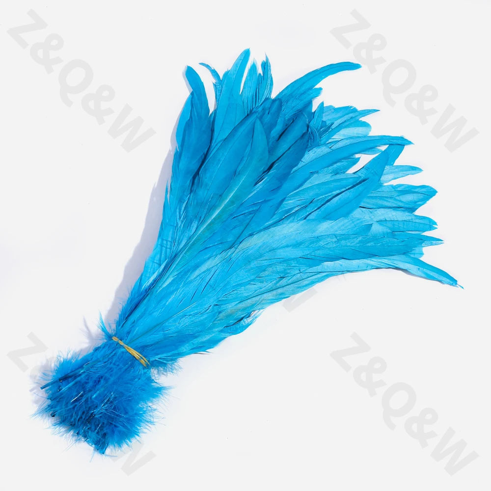 

Beautiful 30-35CM/12-14 inch rooster tail feathers dyed lake blue 100 PCS DIY costume show decoration headdress craft materials