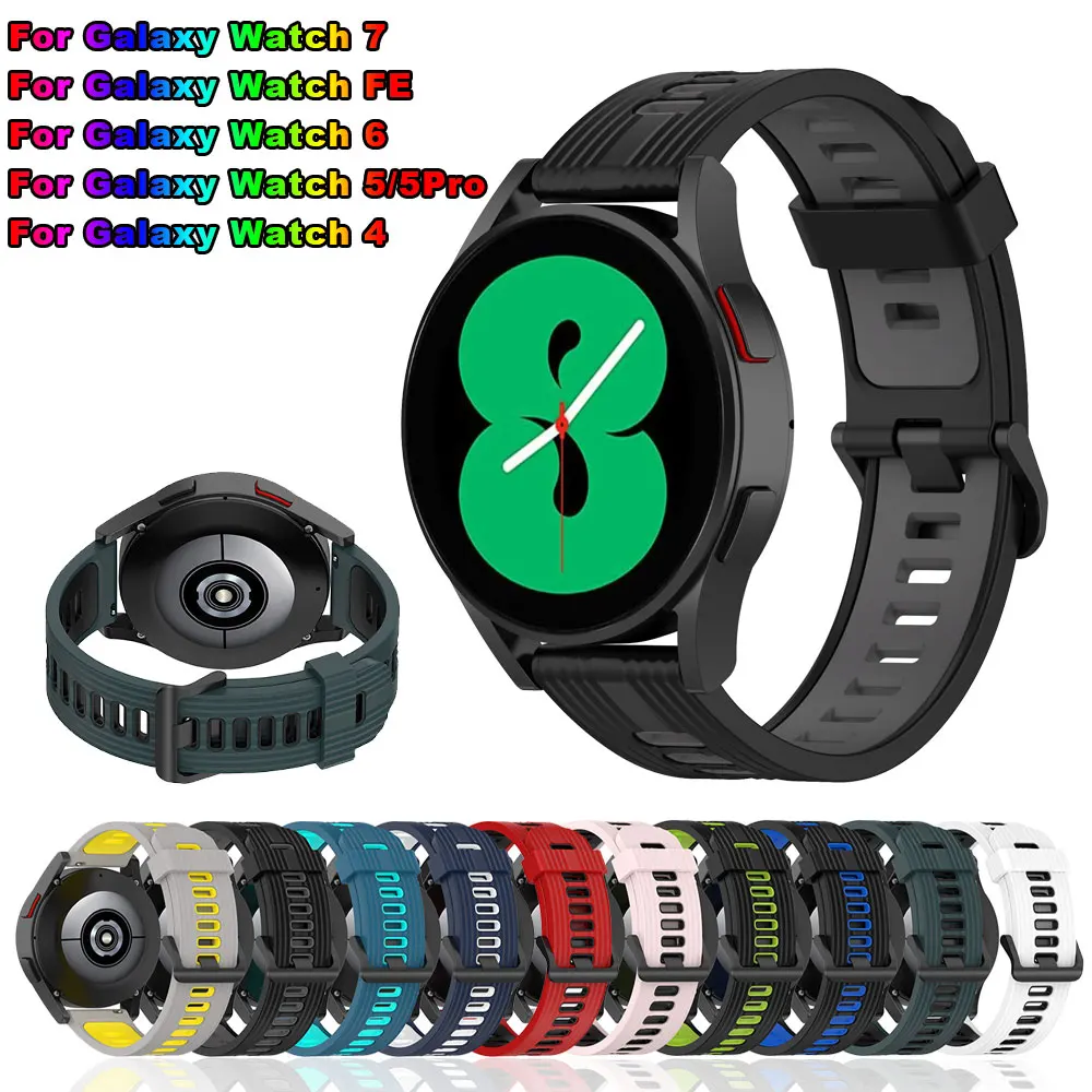 Ремешок силиконовый для Samsung Watch 7 6 5 pro 44 мм 40 45 Воздухопроницаемый браслет FE Galaxy