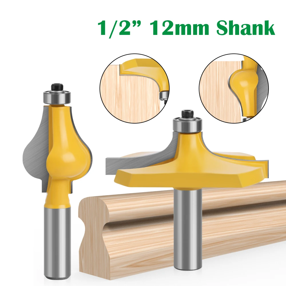 

2PCS 1/2" 12.7MM 12MM Shank Milling Cutter Wood Carving Armrest Mill Handrail Router Bits Set Wavy Flute Tenon Wood Woodworking