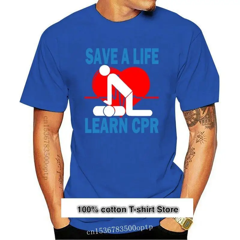 

Camiseta de manga corta para hombres, prenda de vestir, de manga corta, con diseño de Save A Life, rcp, Emt Ems, nueva