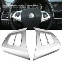 2pcs Silver Chrome Car Auto Steering Wheel Button Frame Decoration Cover Trim for BMW X5 E70 2008-2013 Car Accessories