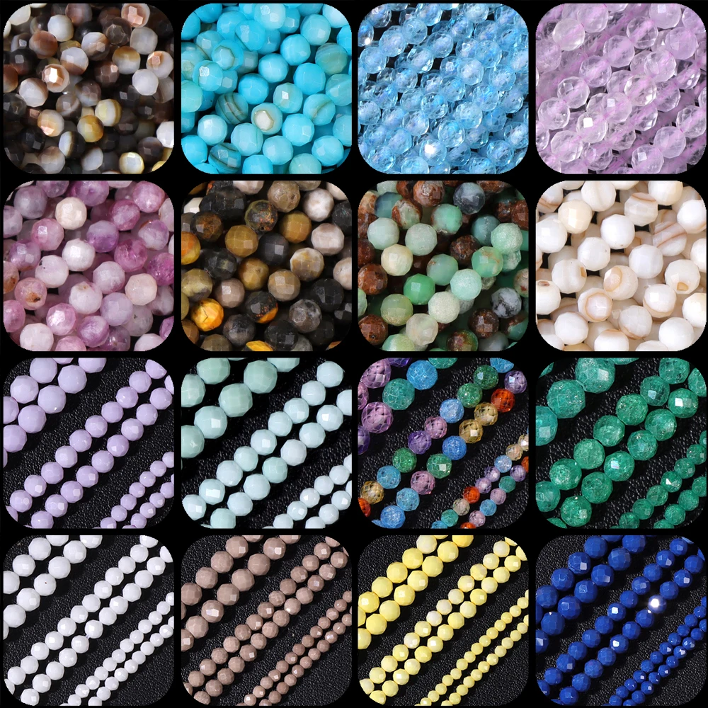 Фото New 2 3 4 MM Faceted Colorful Natural Gem Stone Zircon Beads Loose Small Seed Crustal Quartz Stone Spacer Beads Jewelry Making №1
