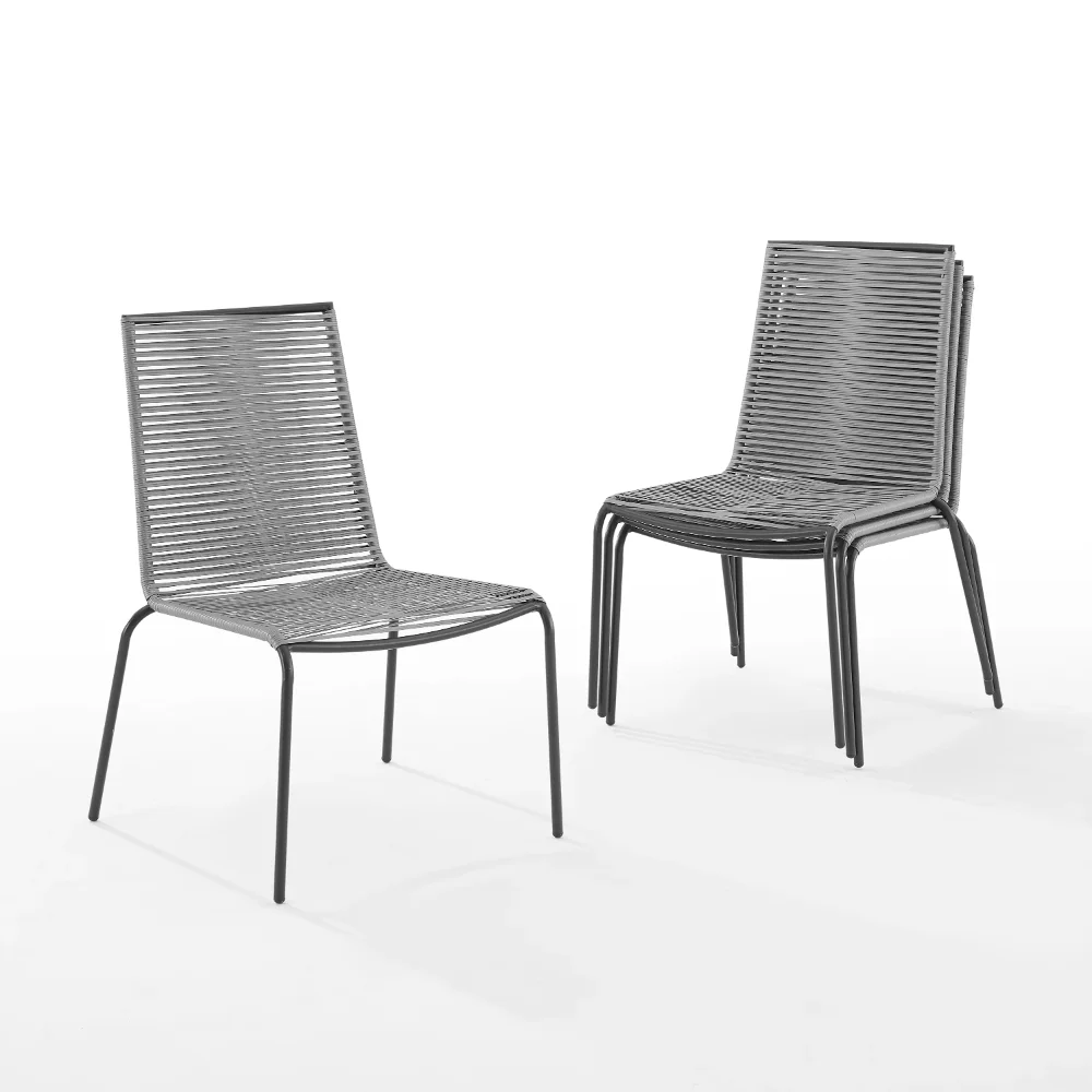 

Crosley Fruniture Fenton 4Pc Outdoor Wicker Stackable Chair Set Gray/Matte Black - 4 Chairs