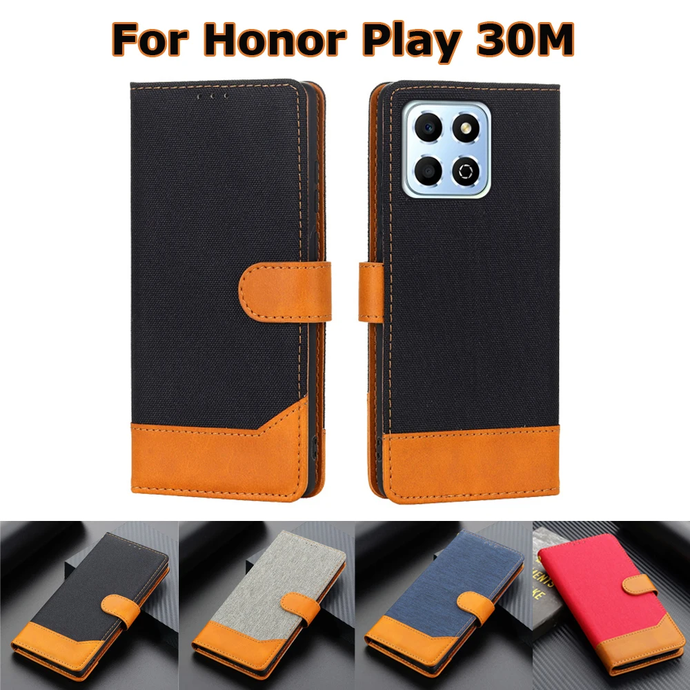 Funda de cuero con tapa para Honor Play 30M, Funda de teléfono...