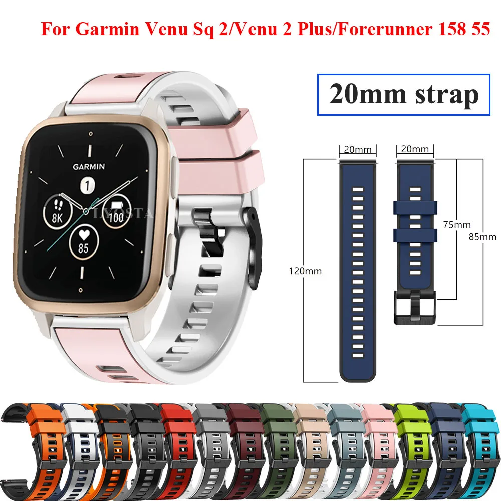 

Silicone Bracelet For Garmin Forerunner 158 55 245 645 Vivoactive 3 Watch Strap 20mm Sport Wristbands For Venu 2plus/VENU Sq 2 2