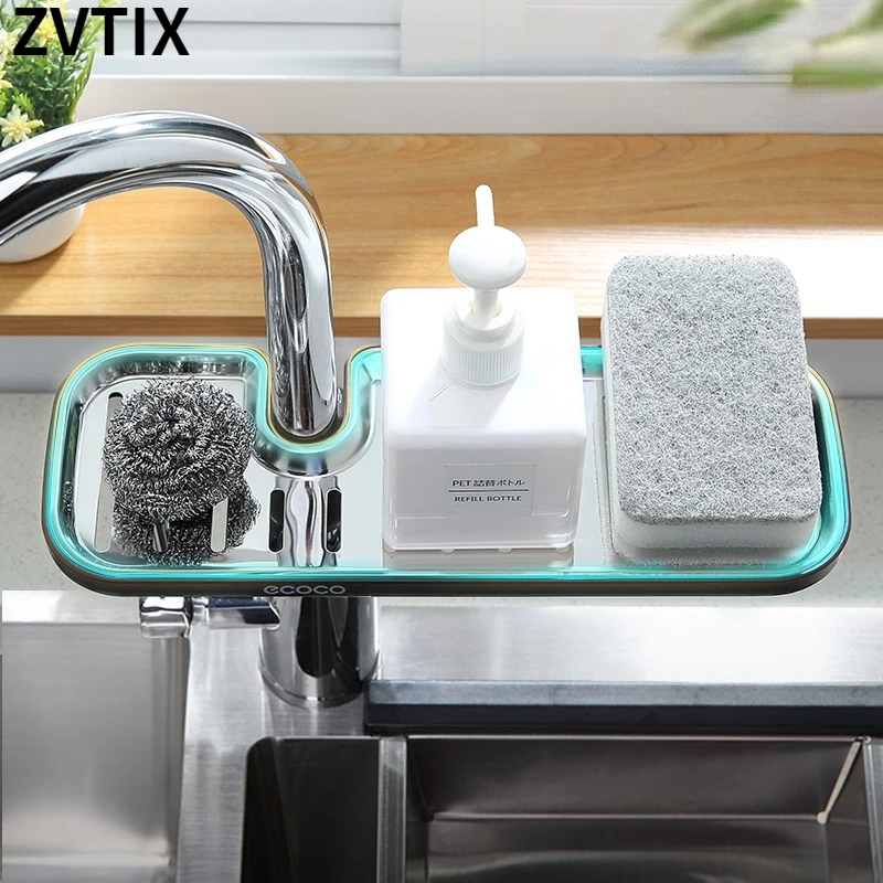 

Adjustable Sink Dishcloth Sink Kitchen Gadget Organizer Faucet Sponge Soap Home Decor Accessories Novelty Stainless Steel Rack