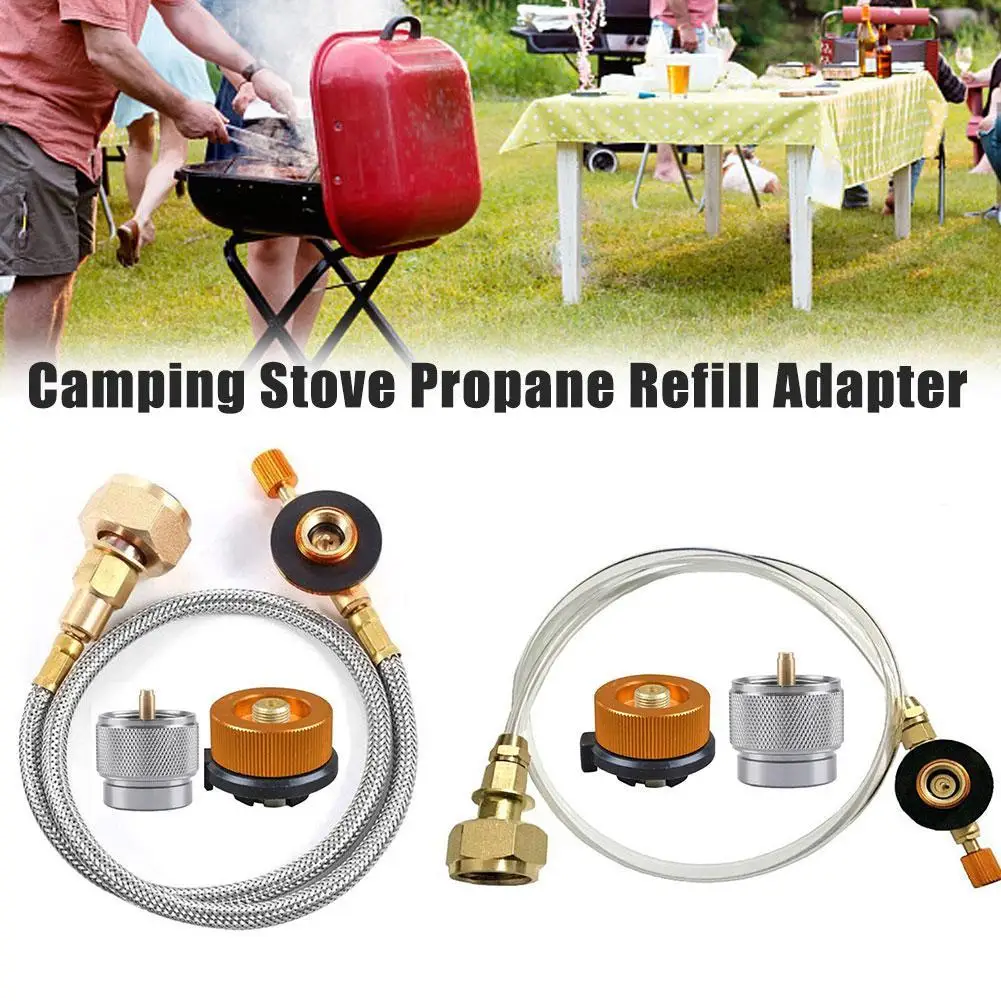 

Camping Gas Stove Burner Gas Cylinder Filling Adapter Hiking Outdoor Burner Gas Tank Furnace Connector Valve Braided Hose