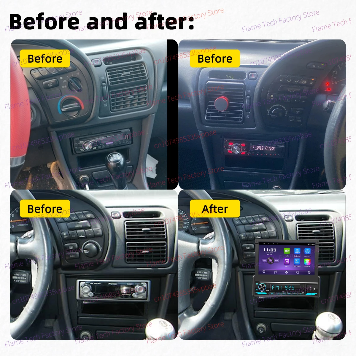7-дюймовый выдвижной экран Carplay Android Auto автомобильный мультимедиа 1 Din радио для