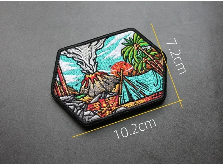 Вышитые нашивки на крючок и петли браслет с изображением вулкана кокосовое