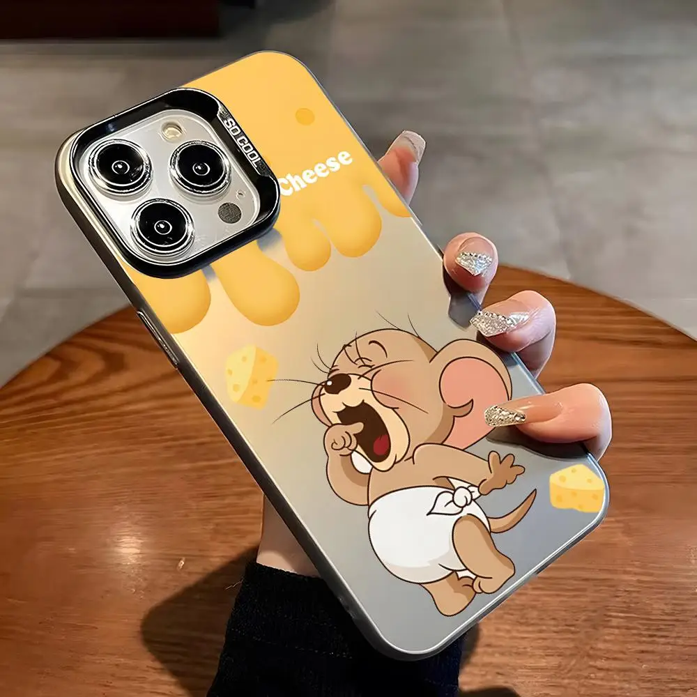 Cute Cartoon TomS JerryS Phone Case for For iPhone 16 Pro Max 15 14 Plus 12 13 X XS XR 11 Fashion Colorful Silver Cover