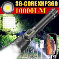36 core xhp360 high power led flashlights usb rechargeable xhp120 zoomable torch ipx5 waterproof self defense camping fishing