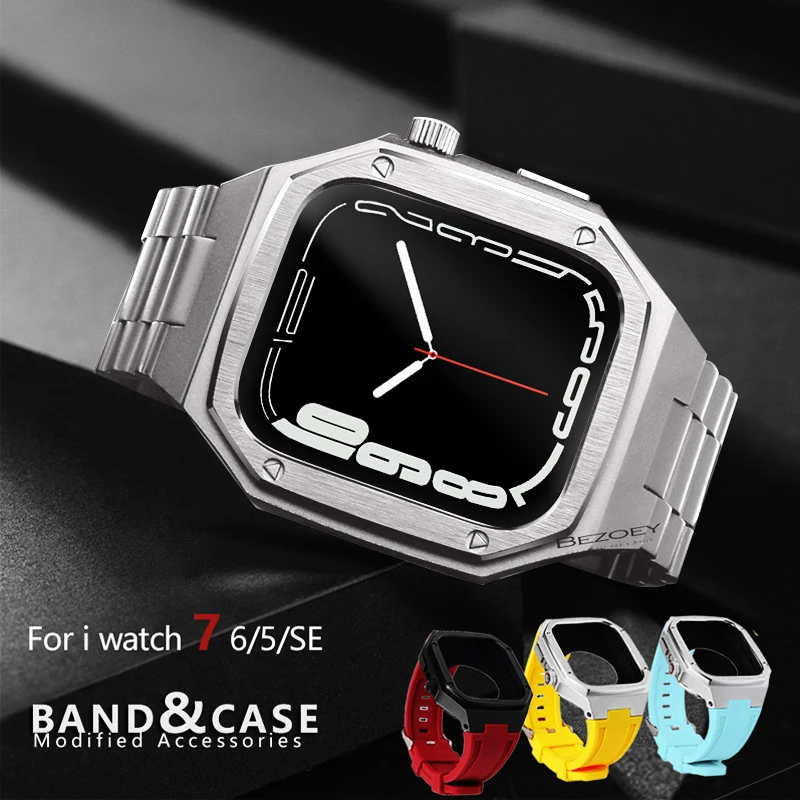 

Luxury Modification Kit for Apple Watch Case 7 6 45mm 44mm Stainless Steel Band Metal Bezel for iwatch Series 5 4 3 SE 40mm 41mm