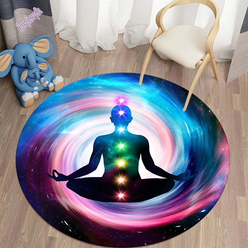 

Chakra Round Carpets For Living Room Meditation Theme Home Carpet Area Rugs Bedroom Floor Mat Home Decor