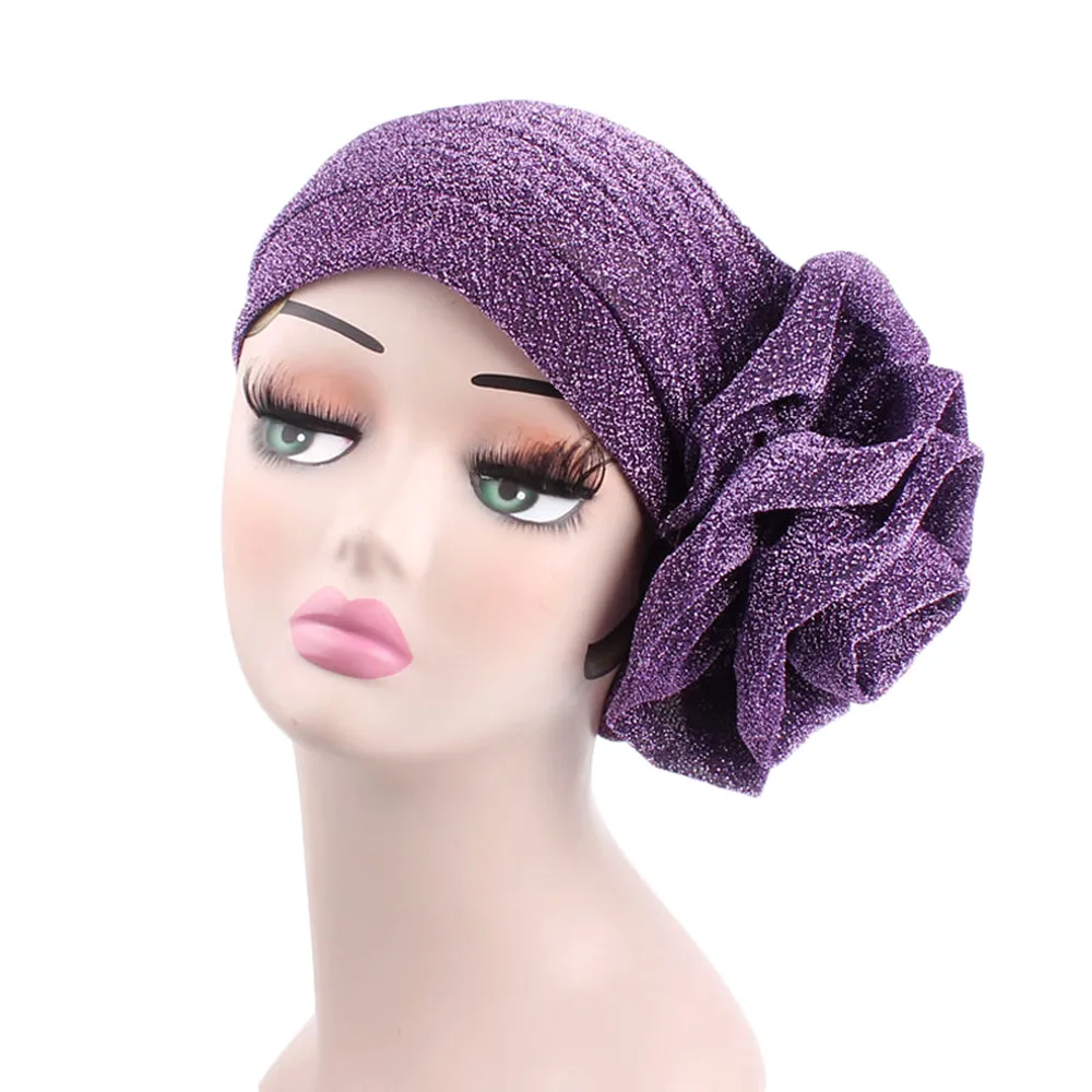 

Fashion Hijabs Women Turban Caps Elastic Cloth Headwrap Big Flower Hat Muslim Scarf Cap Ladies Headwear Accessories Headbans