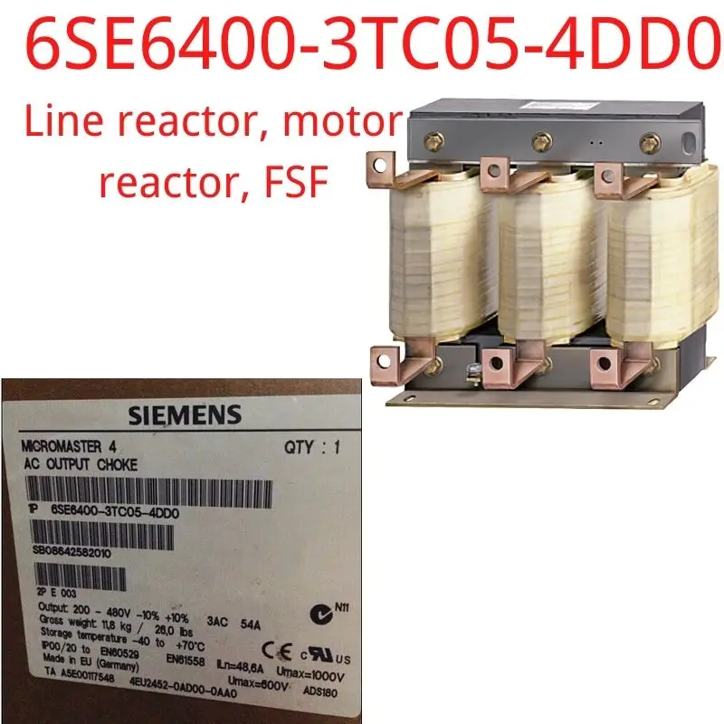 

6SE6400-3TC05-4DD0 Brand New MICROMASTER 4 Output reactor 200-480V 3AC 54 A (HO/CT)/68A (LO/VT) Stand-alone FS D-0.232 MH