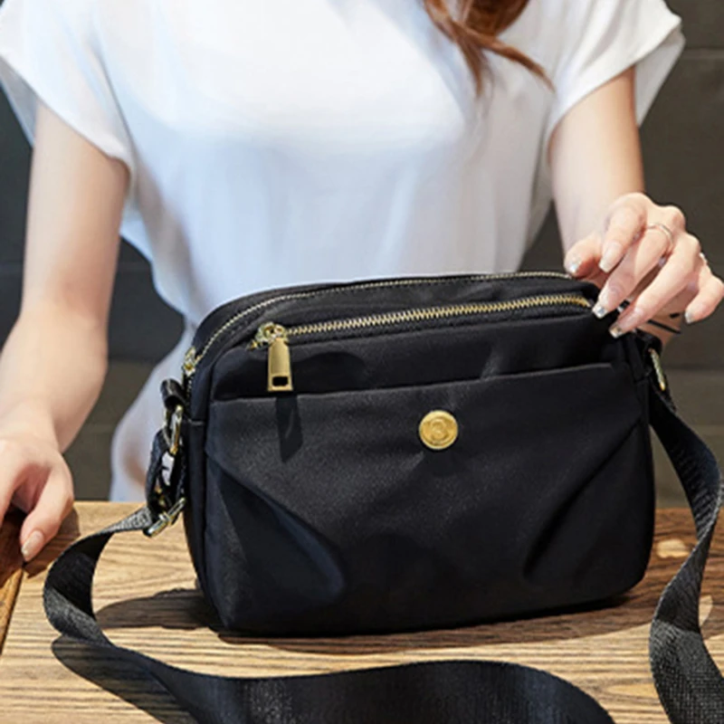 

Модная черная сумка через плечо из ткани «Оксфорд», женская сумка через плечо с широким ремешком, женская сумка через плечо с несколькими отделениями, сумка-мессенджер для девушек