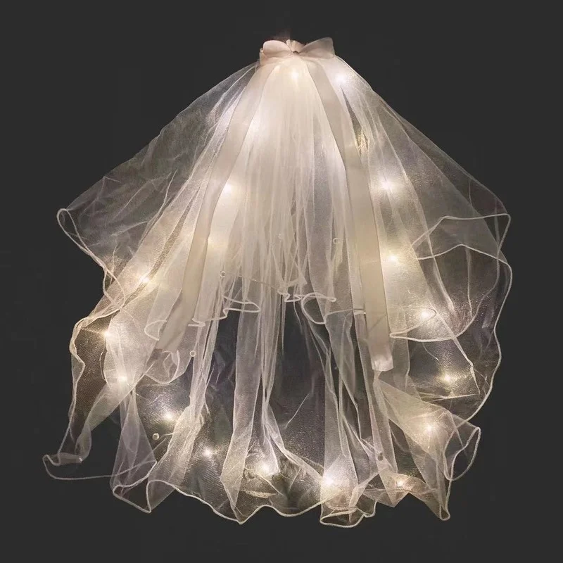 Светящаяся Фата для волос вечеринки 12 шт. Сказочная лента венок с бантом