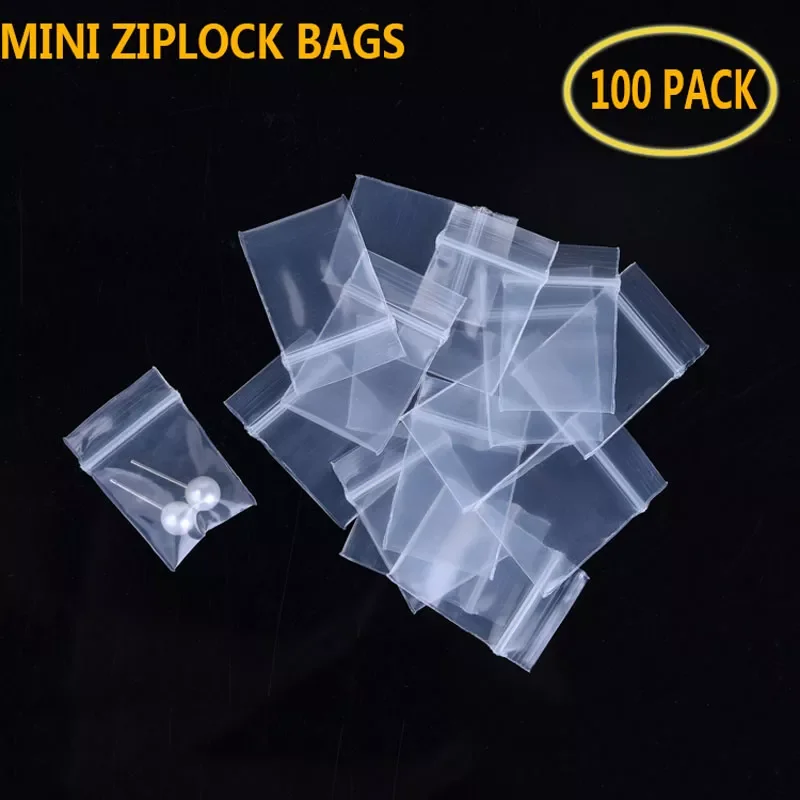 

100pcs Clear Plastic Mini Ziplock Jewelry Bags Small More Thicker Crystal Packing Pouches Reusable Pochette Zipper Lock Sack