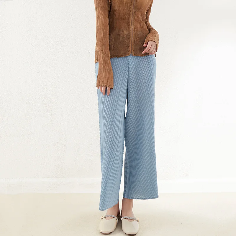 Miyake Pleated Ladies Straight Pants Summer New Large Size Slim Wide Leg Pants Thin Versatile Casual Pants