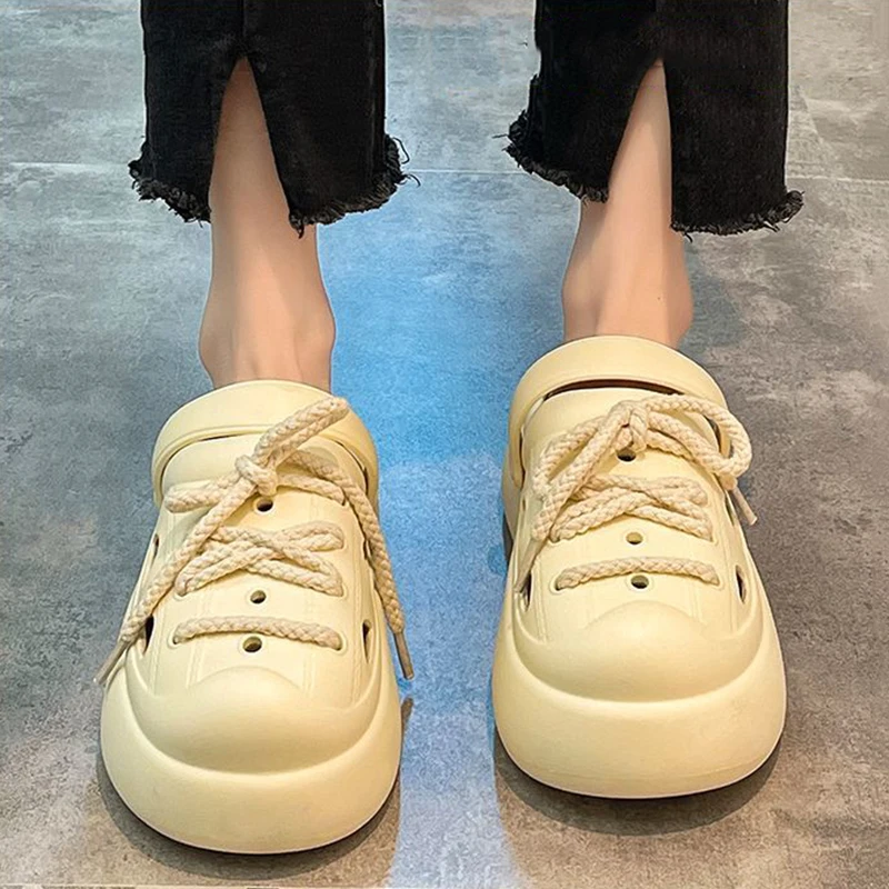 

Summer Women Fashion Slippers Sweet Sandals 4cm Platform Shoes Mules Flip Flops Clogs Garden Shoes Flat Casual Shoes For Female