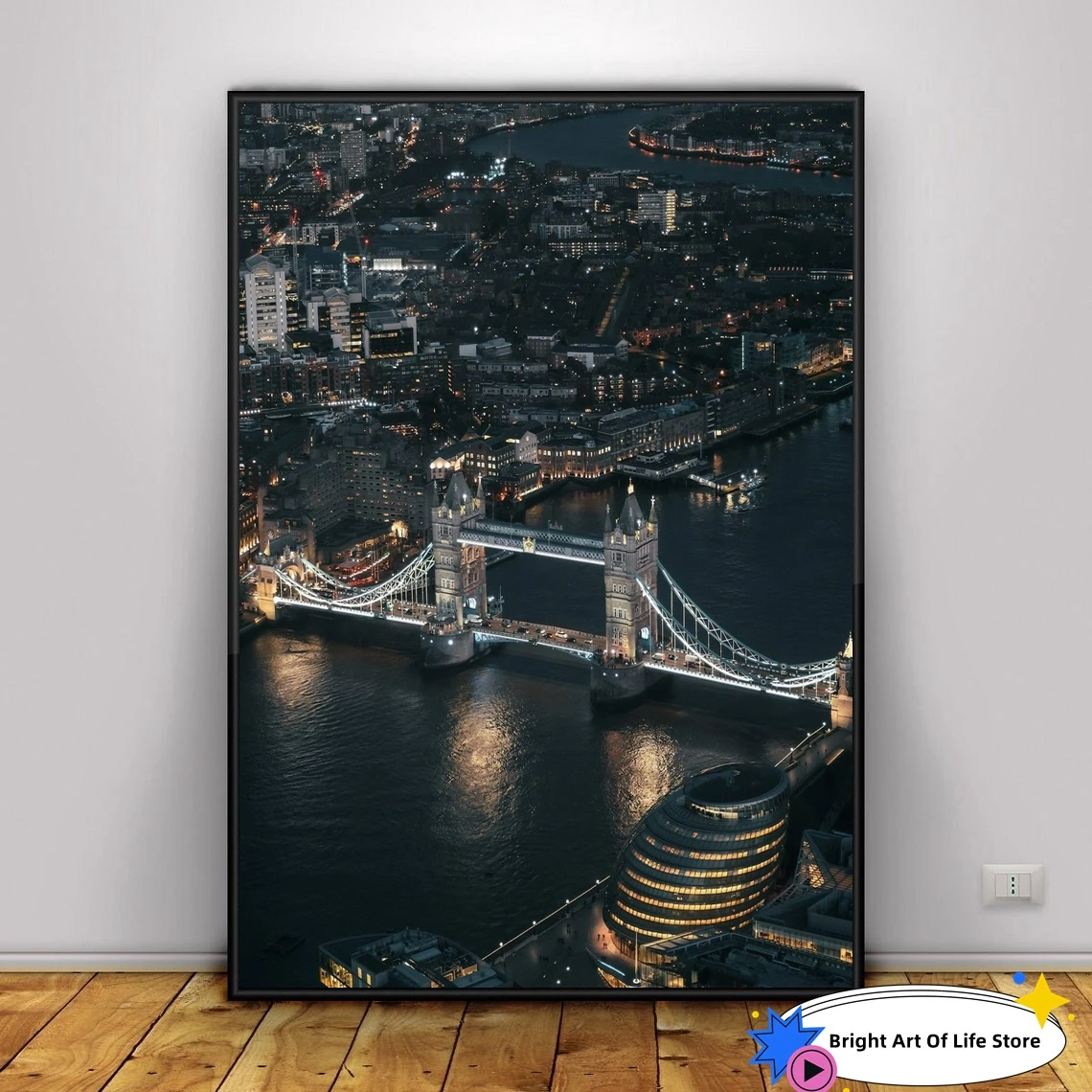 

Башня мост ночью печать, искусство фотографии города из Лондона Великобритания домашний декор плакат