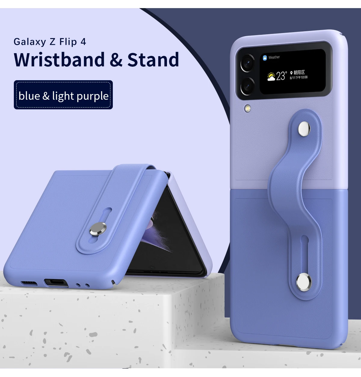 

Wristband Bracket Case For Samsung Z Flip 4 Luxury Cute Stand Holder Shockproof Hard Back Phone Cover for Galaxy ZFlip 4 ZFlip4