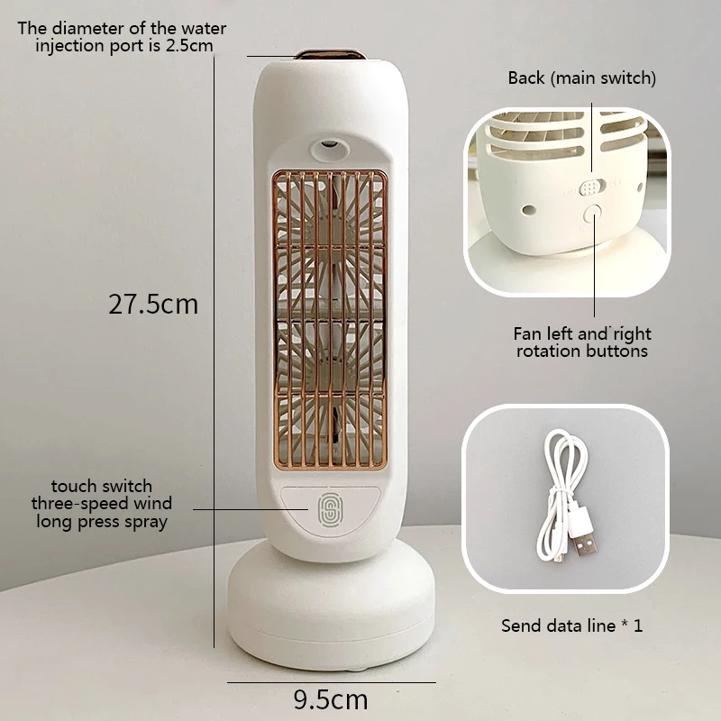 

Safe And Portable Shaking Head Air Conditioning Light Wind And Low Noise Spray Small Fan For Student Dormitory Office Air Cooler