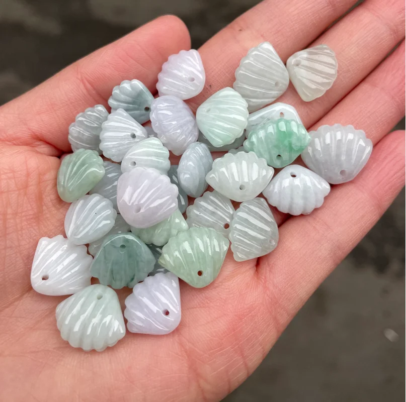 

Grade A Burma Jades Clam Shell Beads For Jewelry Making Diy Necklace Earring Bracelet Charms Myanmar Jadeite Bead Accessories