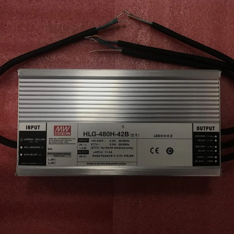 Тайваньский водонепроницаемый источник питания Mingwei HLG-480H-42B 480 Вт 42 В 11 4 А