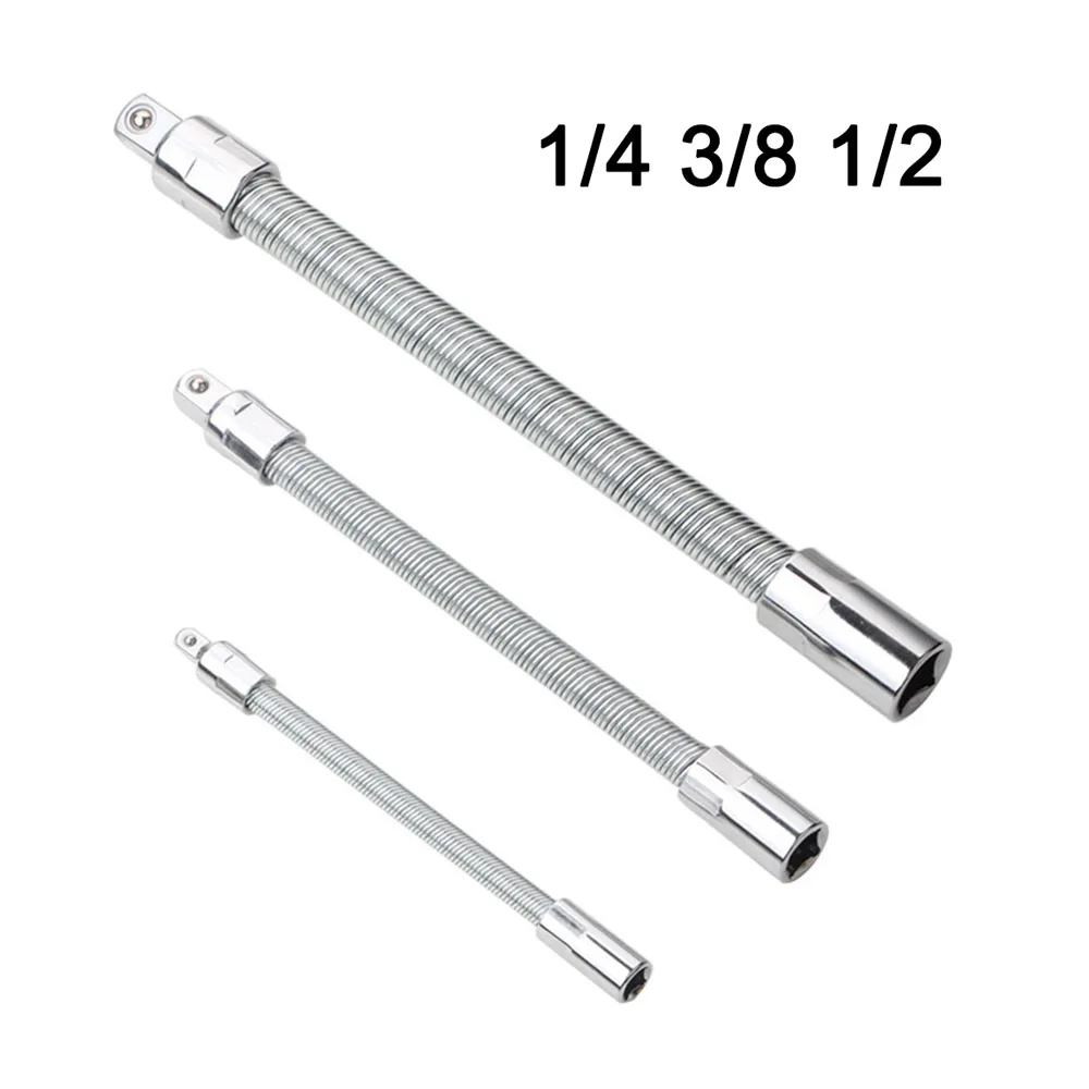 

1/4 3/8 1/2 Drive Flexible Socket Extension Bar Adapter Metal Shaft Conversion Head High Torque Socket Ratchet Wrench Extender