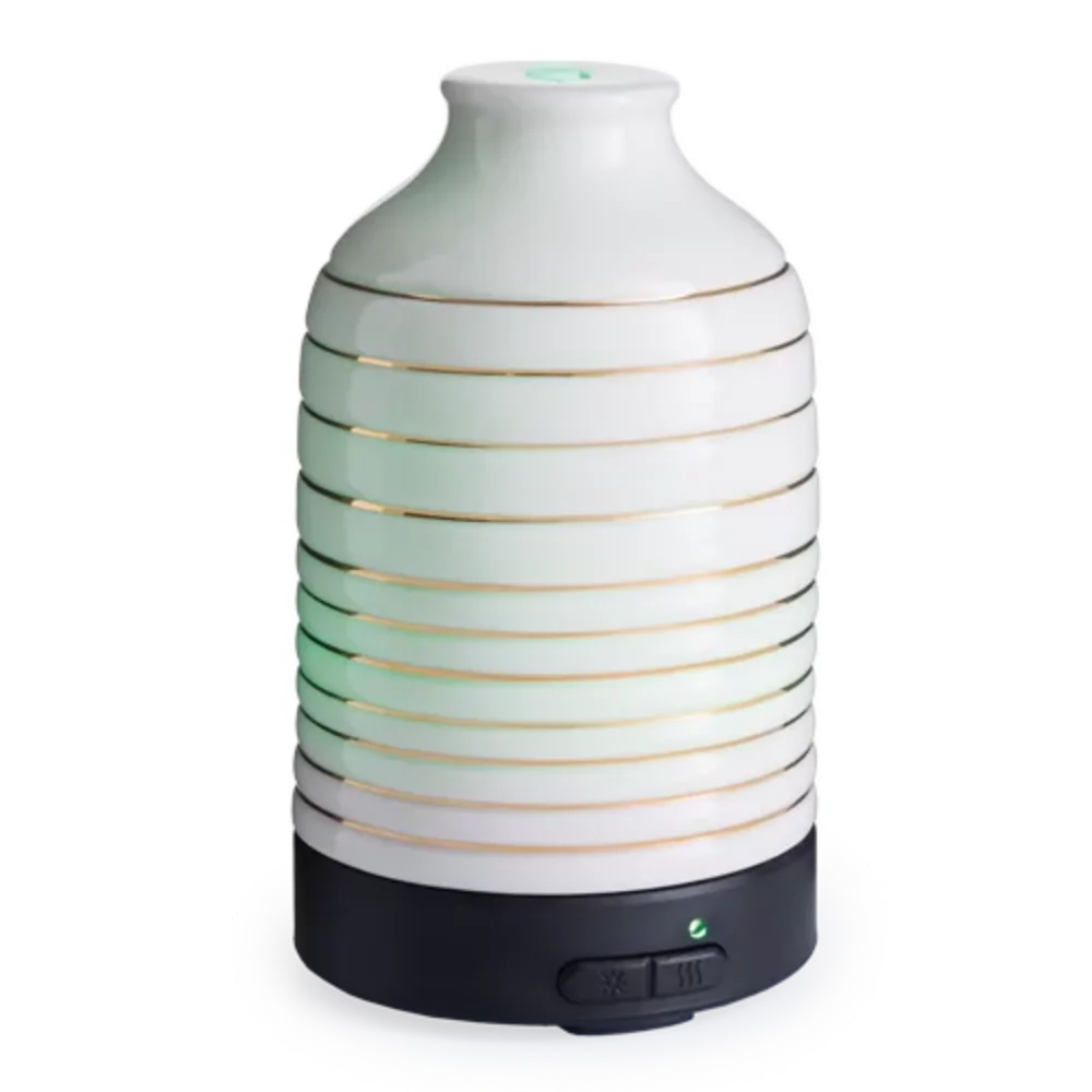 

perfume humidifier 100 mL Ultrasonic Essential Oil Diffuser, Serenity, White and Gold Porcelain (US Stock)