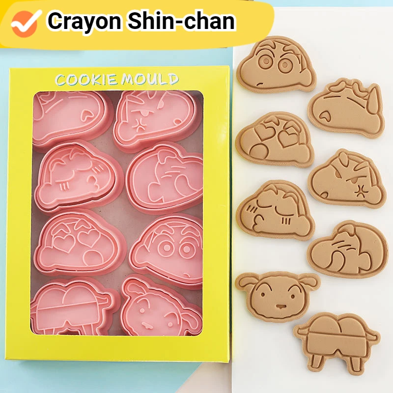 

8pcs Crayon Shin-Chan Cookies 3D Pressable Cookie Molds Baking Molds Cookie Cutter Press Mold Baking Tools Christmas Decoration