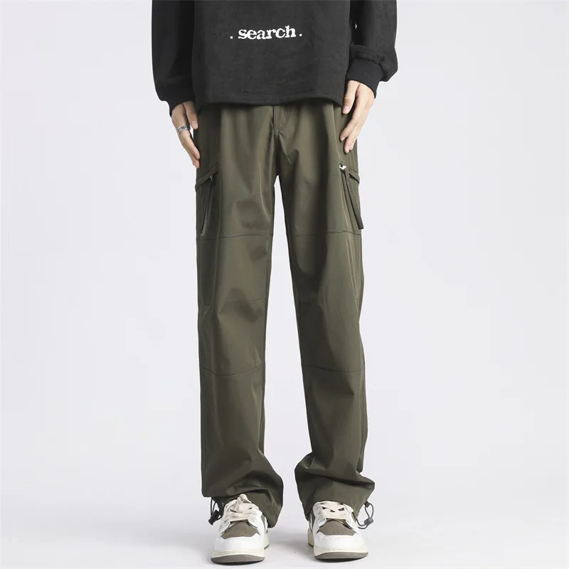Брюки-карго мужские длинные брюки однотонные повседневные свободные с
