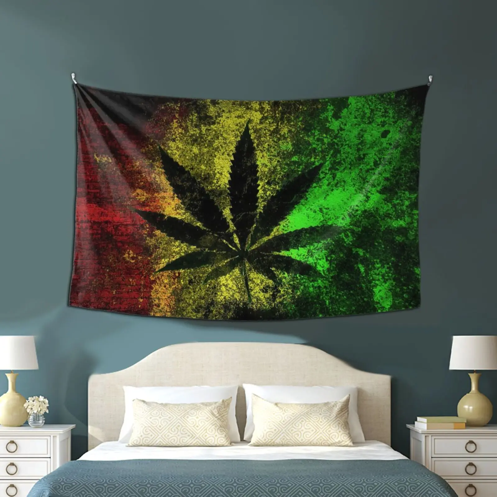 

Boho Decoration Trippy Weed Leaf Wall Hanging Tapestry Murale Chambre Bedroom India Aesthetic Hippie Art Room Dorm Decor