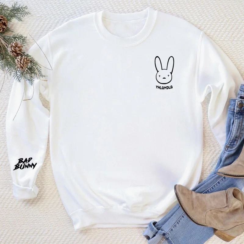

Bad Bunny Sweatshirt Women Men Harajuku Streetwear Mens Hoodie Long Sleeve Pullover Fleece Hip Hop Hooded Aesthetic Sweatshirts