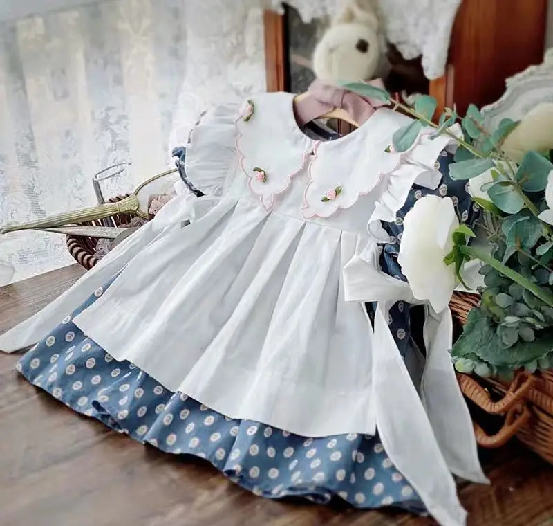 Новое летнее желтое платье Vtg для маленьких девочек испанское свадебное на день