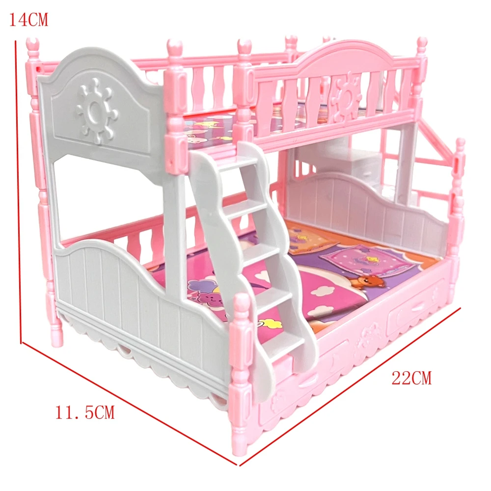 1 Set Bed Girl's Play House Simulation European Furniture Princess Double Bed With Stairs Toys For Barbie Doll Accessorie DZ