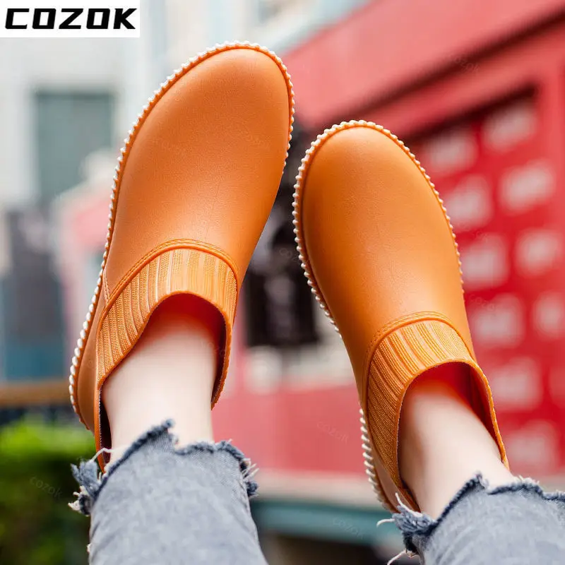 2022 Summer Rain Boots Women Low-top Waterproof Shoes Plus Velvet Integrated Non-slip Sole Work Rubber Shoes Fashion Rain Boots