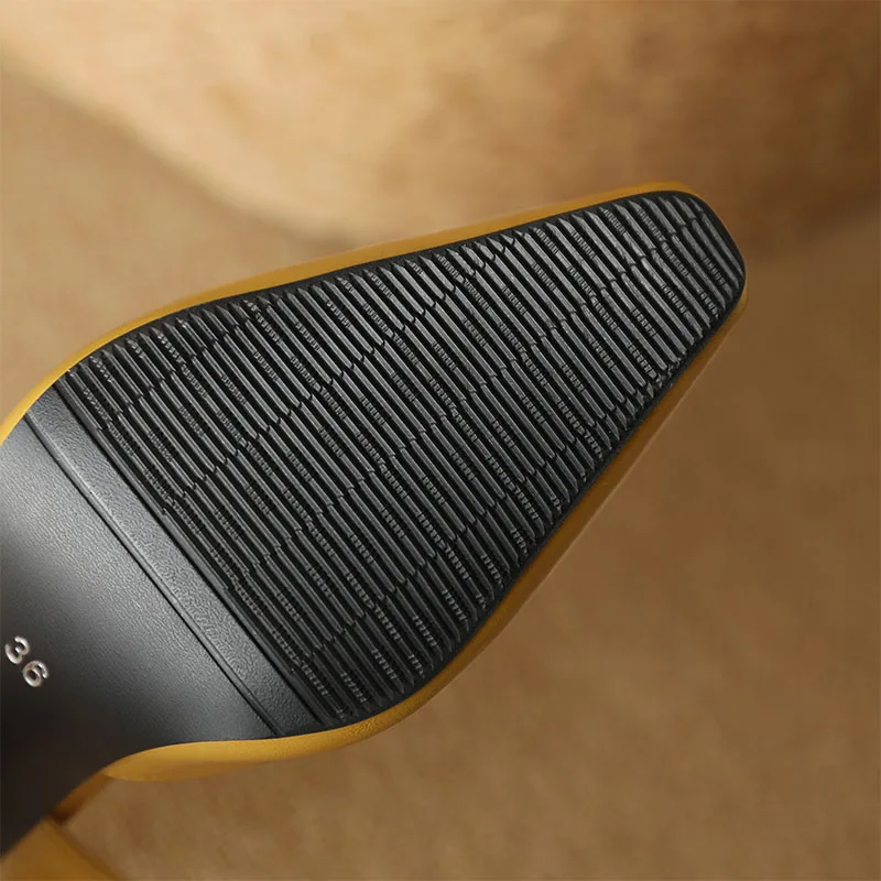 Women Slingbacks Sandals New 2023 Summer Fashion High Heeled Sandals Yellow Black Beige Lady Pointed Toe Party Shoes