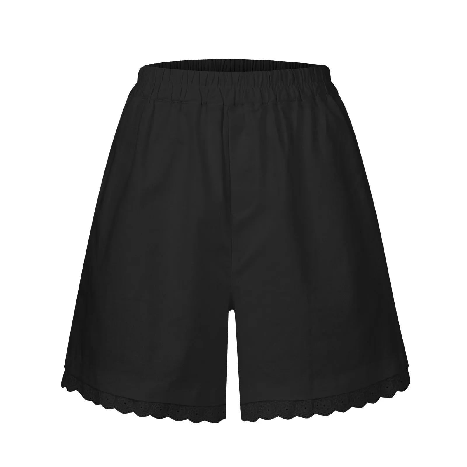 

Летние модные женские однотонные повседневные кружевные широкие брюки с эластичным поясом, простые и милые новые модные женские широкие брюки 2023