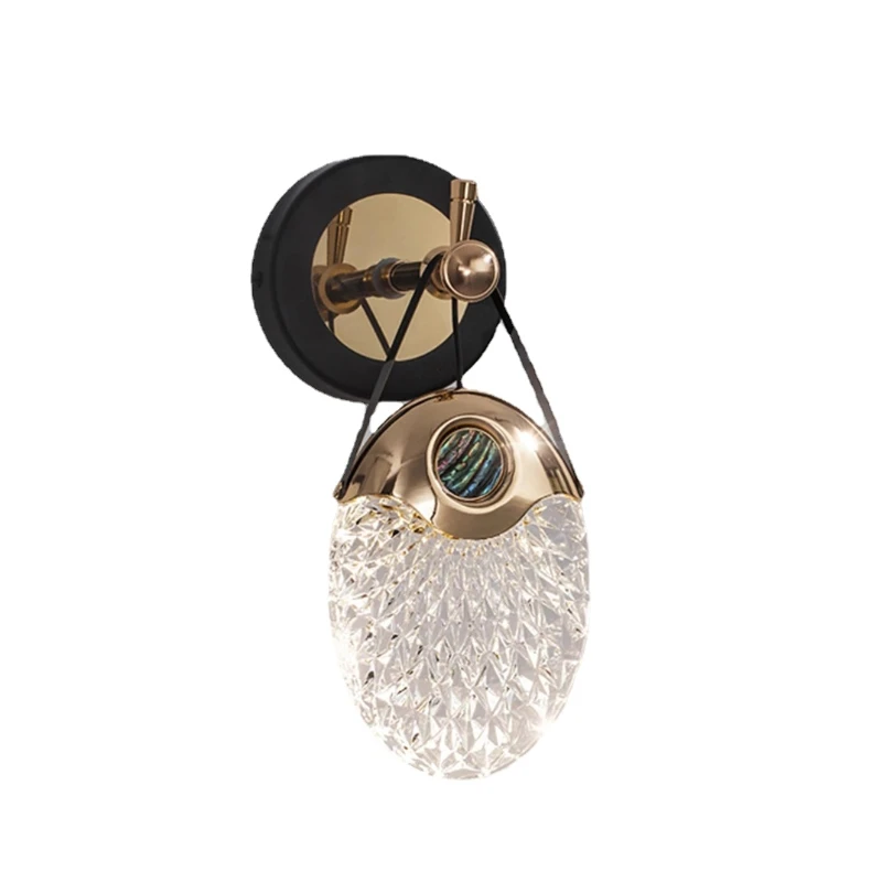 

Postmodern Luxury Acrylic Belt Metal Led Wall Lamp For Hotel Bedroom Bedside Corridor Hallway Decoration Home Lighting