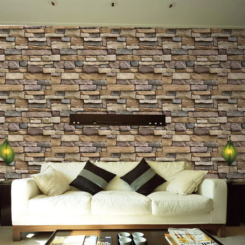 

2023 Faux Stone Tile Wall Stickers PVC Modern Self-adhesive Wallpaper Bedroom Living Room Kitchen Cabinet Table Home Decoration